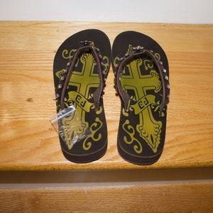 Brown Faith Cowgirl Jewels Flip Flops